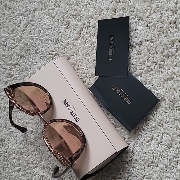 Roberto Cavalli Rose Gold Chain Tortoise Sunglasses | NWT Luxury Designer - Picture 1 of 3